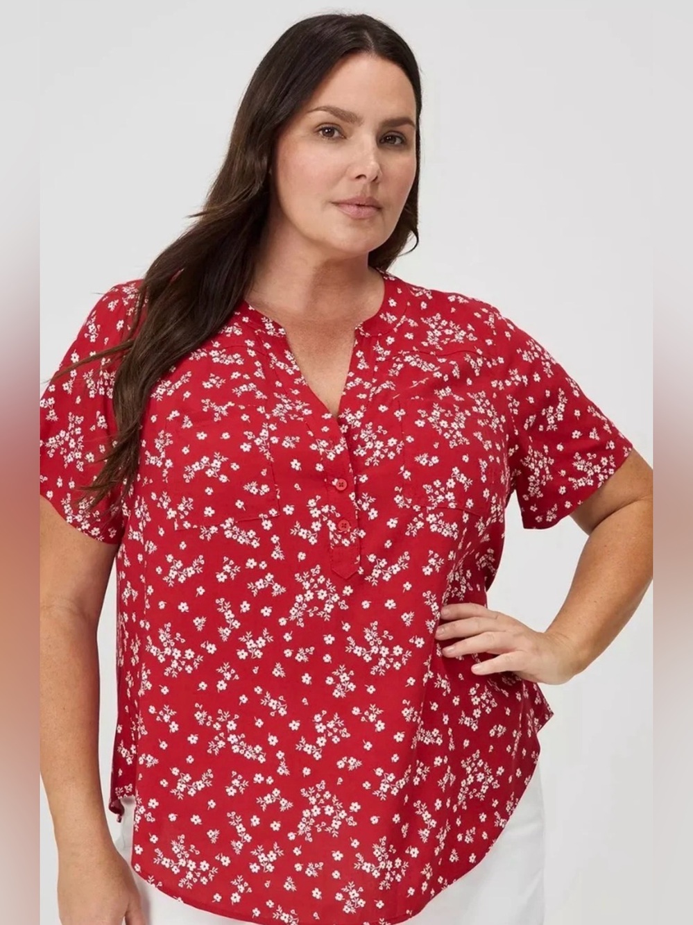 Torrid Harper Blouse Lightweight Summer Top With 3/4 Elbow Length Sleeves NWT